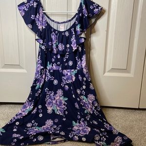 Justice girls short floral purple dress
